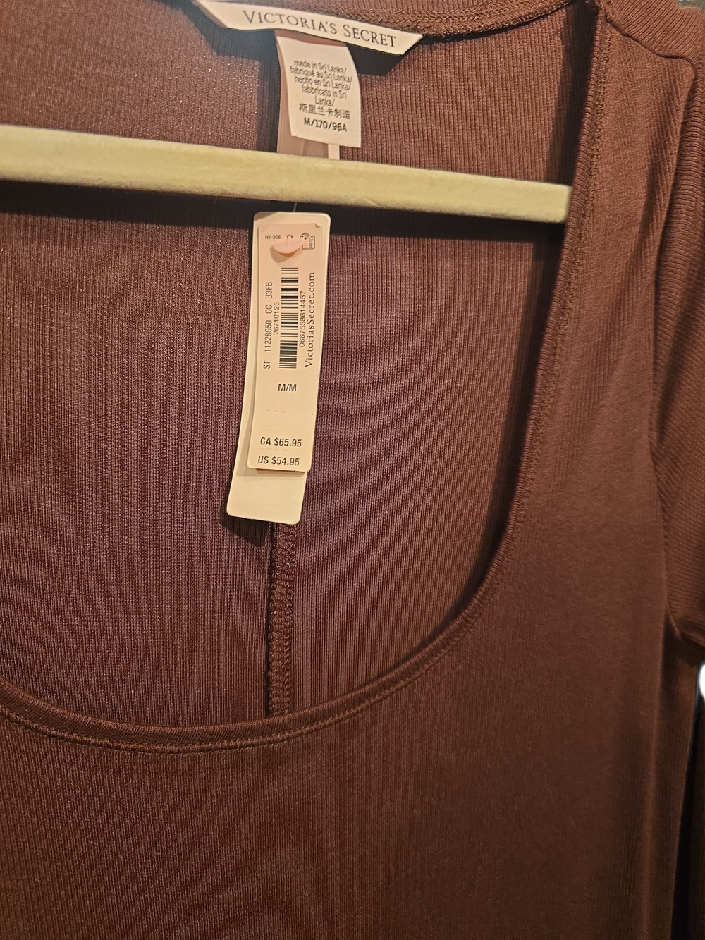 Victoria's Secret Long-Sleeve Scoop Neck Bodycon Dress - BROWN - Picture 2 of 6